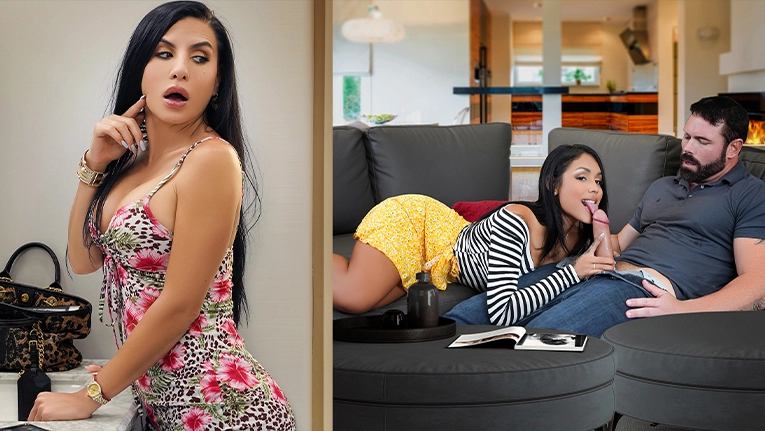 Mom overhears her stepdaugher Camila sucking cock